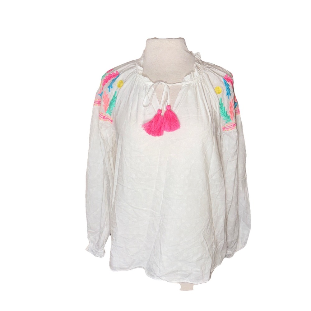 NWT Lilly Pulitzer Women's Resort White Cotton Circle Clip Florentina Top Size S